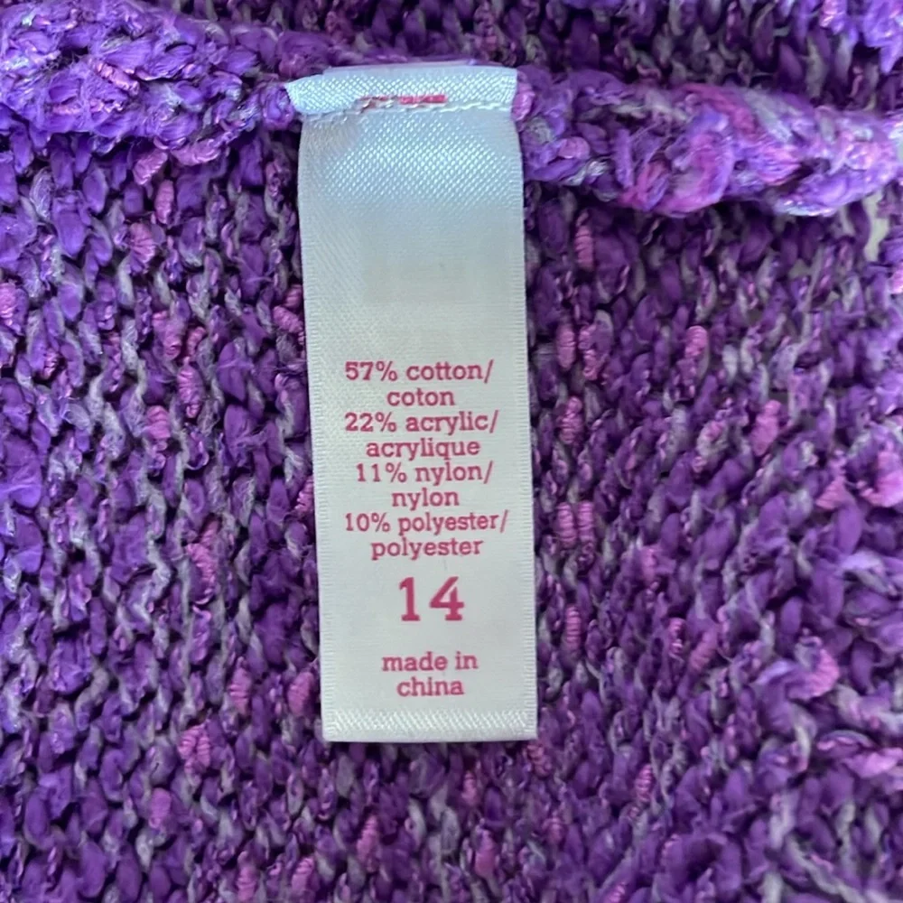 Justice purple Ombre hooded knit short sleeve sweater girls size 14